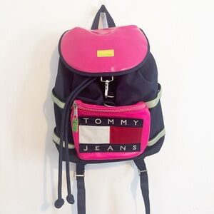 Tommy Jeans BackPack Y2K 90’s Vintage Pink and Blue Drawstring
